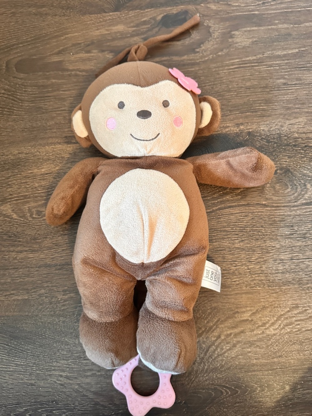 Carters Just One You Monkey Musical Crib Pull Toy Plush Lovey Flower Girl Pink